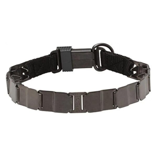 Black Stainless Steel Dog Collar for Dogs with 17 inches Neck Size and Adjustable Length