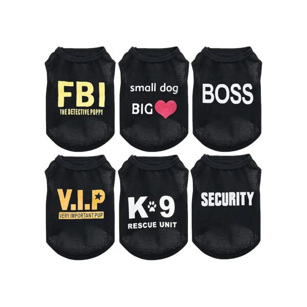 Black Summer Casual Security Print Vest for Small Dog Boy Medium