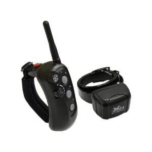 Black Synthetic Dog Training Collar System with 16 Intensity Levels and 9V Batteries