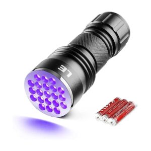 Black UV Light Flashlight with 21 LEDs for Invisible Ink Detection and Pet Stain Removal