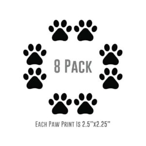 Black Vinyl Dog Paw Print Decals for Cars SUVs and Trucks with 8 Pieces