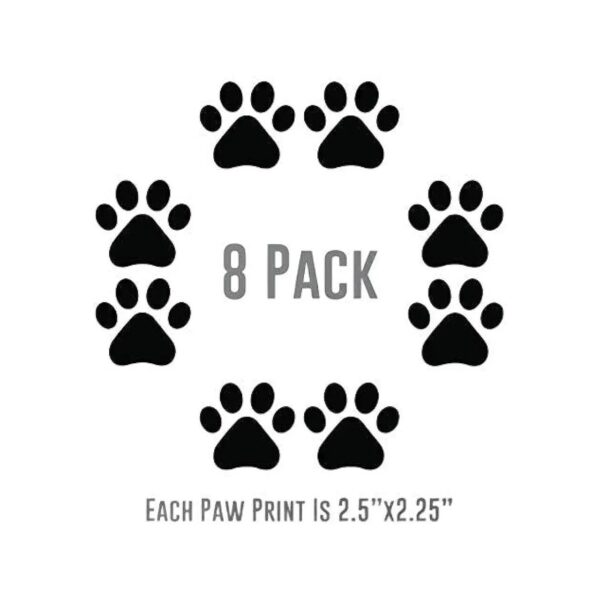 Black Vinyl Dog Paw Print Decals for Cars SUVs and Trucks with 8 Pieces