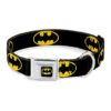 Black Yellow Batman Shield Dog Collar with Adjustable Sizes 18-32 Inch