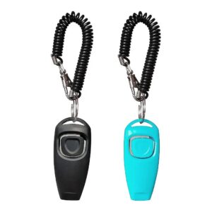 Black and Blue Clicker Whistle for Dog Training with Wrist Strap and Long-Lasting