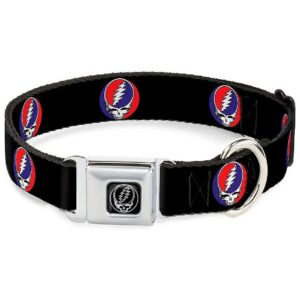 Black and Color Steal Your Face Repeat Pattern Dog Collar with Adjustable Buckle