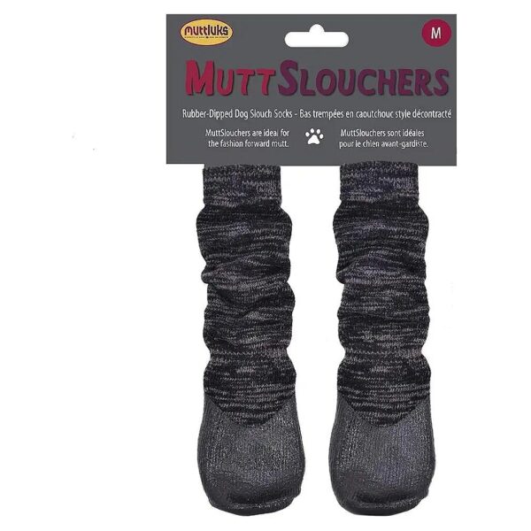 Black and Grey Rubber-Dipped Slouch Socks for Small Dogs