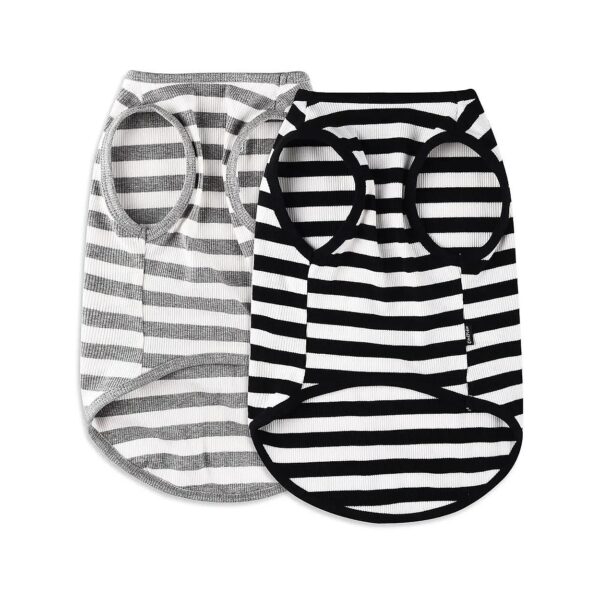 Black and Light Grey Striped Dog Shirt for Small Medium Large Dogs, Classic Design