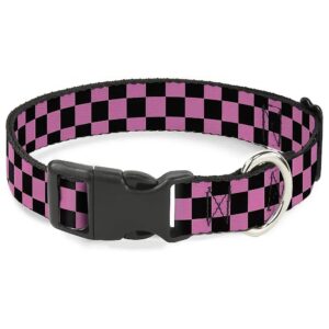 Black and Pink Dog Collar with 1 Inch Wide Width and Adjustable Length