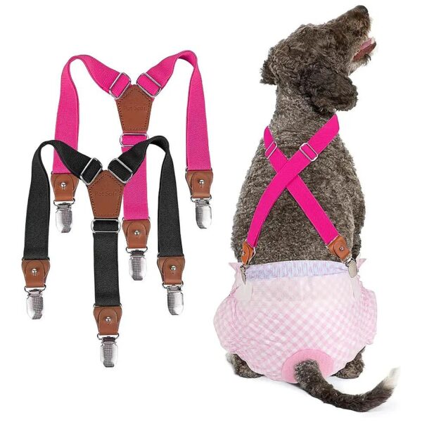 Black and Pink Dog Diaper Suspenders 2 Pack Adjustable S/M