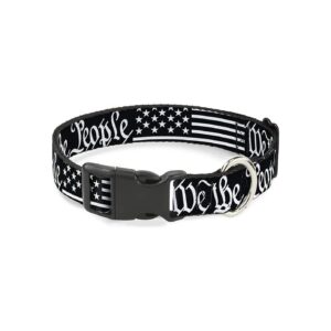 Black and White Americana Flag Designed Dog Collar with Adjustable 5 Inch Width