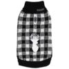 Black and White Checkered Plaid Knit, and Reindeer Detail