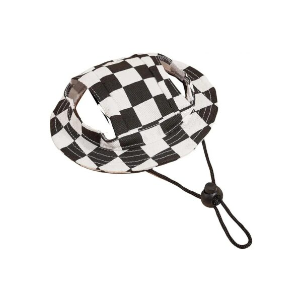 Black and White Plaid Pattern Pet Hat with Ear Holes for Small Medium Size Dogs and Cats