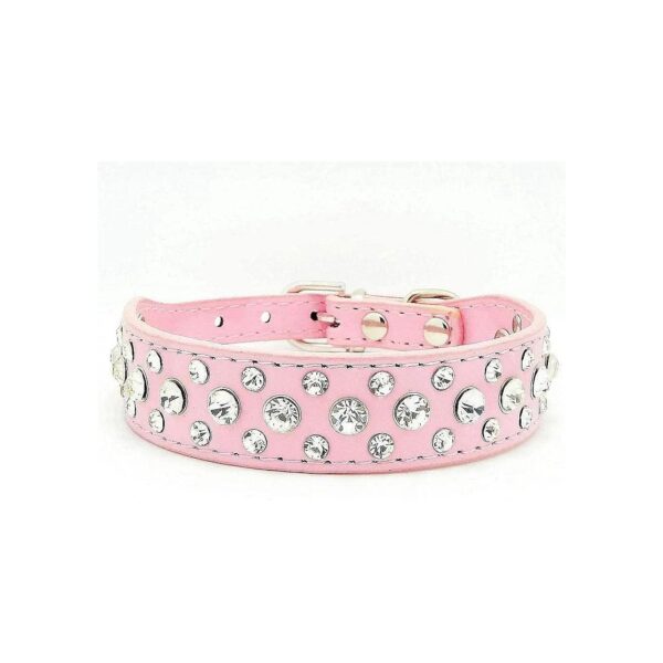 Bling Rhinestone PU Leather Crystal Diamond Dog Collar for Pets