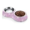 Bling Rhinestones Dog Food and Water Bowls with Removable Stainless Steel Design