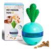 Blue 5 inch 3 in 1 Cactus Feeding Toy for Dogs Cats Pets Interactive Treat Dispenser