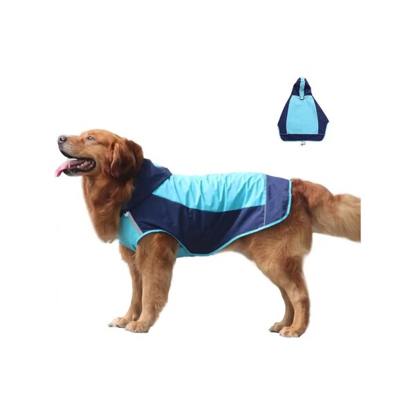 Blue 6-Sized Raincoat for Pet Dogs with Waterproof Nylon Material and Easy Velcro Closure