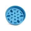 Blue Ceramic Slow Feeder Dog Bowl 5 Cups for Medium Breeds with Non-Slip Base