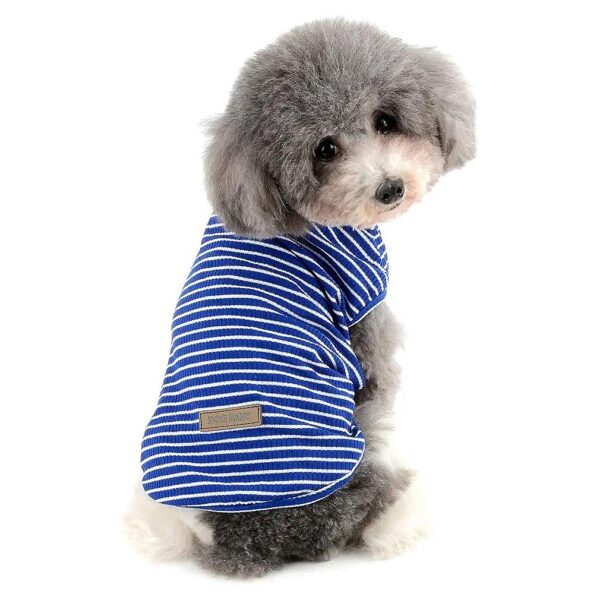 Blue Classic Stripe Cotton Dog Shirt Small Pet Summer Wear