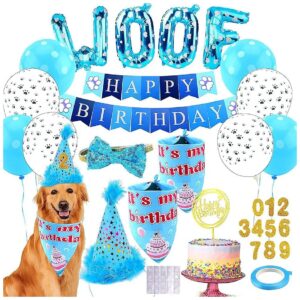 Blue Color Dog Birthday Party Supplies with Bandanas and Accessories