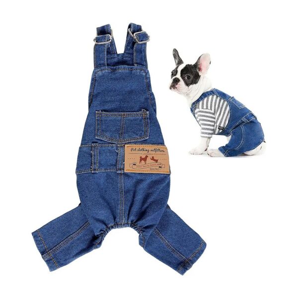 Blue Denim Jean Jacket Small Dog Sling Jumpsuit Costume