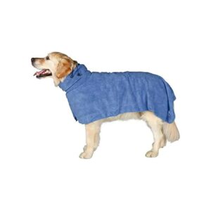 Blue Dog Bathrobe for Dogs Length 60 cm Moisture Absorbing Microfibres