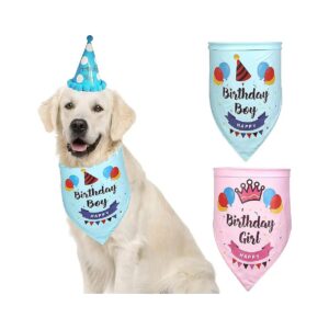 Blue Dog Birthday Bandana Scarf with Adjustable Hat for Small Medium Large Breeds Gift