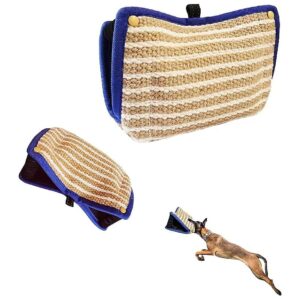 Blue Dog Bite Pillow with Strong Handles and Durable Jute Fabric for Large Breed Dogs