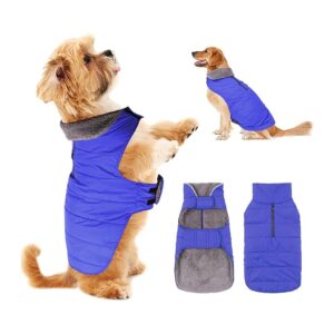 Blue Dog Warm Coat with Padded Vest for Small Medium Large Dogs with Furry Collar