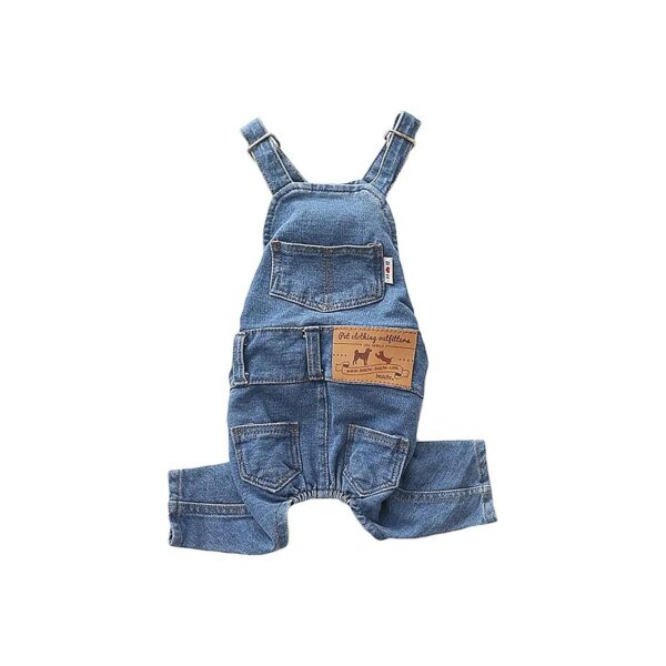 Blue Dog and Cat Jumpsuit Costume with Stretchy Cotton Denim Fabric