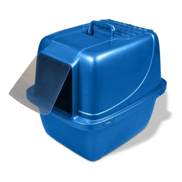 Blue Extra Large Cat Litter Pan with Zeolite Filter and Odor Door