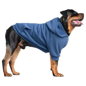 Blue Extra Large Dog Hoodies for Large Breeds, 100% Cotton, Machine Washable, Cold Water