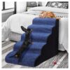 Blue Foam Pet Stairs for Small Dogs Cats 5 Tier Step Stool for High Beds 25 inches High