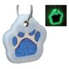 Blue Glitter Paw ID Tag with Easy Read Engraving for Dogs and Cats