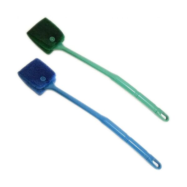 Blue Green Aquarium Cleaning Brush Double Sided Sponge 2 Pack Durable Plastic Material