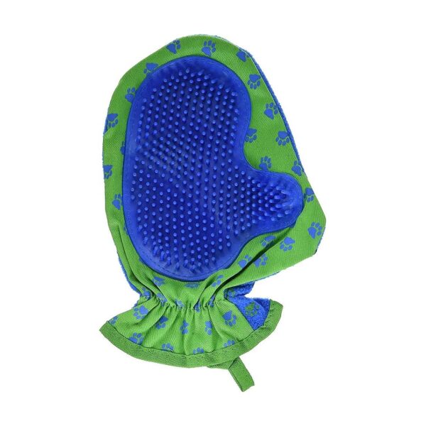 Blue Green Rubber Mitt for Hair Removal on Furniture and Clothing Items