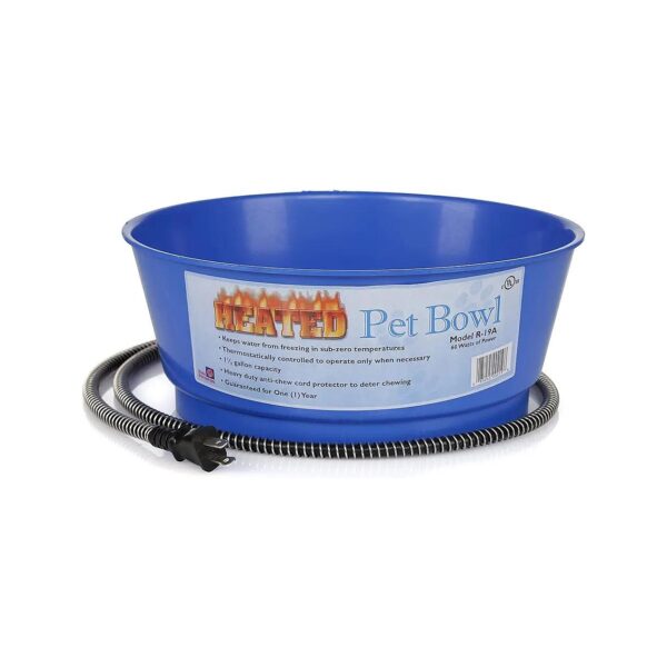 Blue Heated Pet Water Bowl with Automated Heating and Cooling for Optimal Pet Comfort