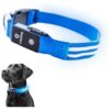 Blue LED Light Up Dog Collar Waterproof and Rechargeable Night Visibility