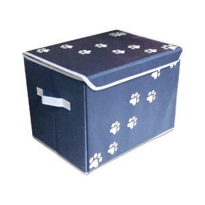 Blue Large Dog Toys Storage Box 16x12x12x12 Collapsible Canvas Bin for Pets