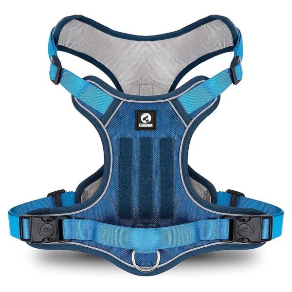 Blue Medium Dog Harness with Two Leash Clips and Easy Control Handle for Active Dogs