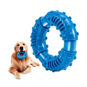 Blue Medium Large Dog Chew Toy Indestructible Rubber Fun to Chew Chase and Fetch