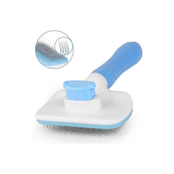 Blue Metal Oblong Slicker Brush for Pet Hair Removal and Skin Care