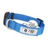 Blue Nylon Dog Collar with QR ID and No Jingle Pocket for Easy Identification