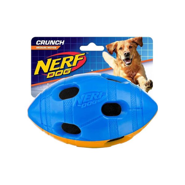 Blue Orange Bash Crunch Football for Hound Friends Interactive Fun