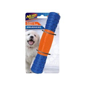 Blue Orange Nerf Tough Squeak Stick for Durable Fetch Play