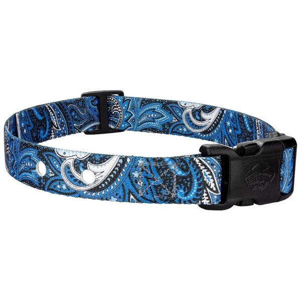 Blue Paisley Patterned Nylon Dog Collar for Pet Safety Fence Receivers