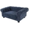 Blue Pet Bed with Bolsters and Feathers for Pet Comfort Small Breeds