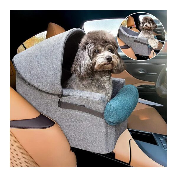 Blue Pet Carrier Car Seat for Small Dogs 3-8 lbs with Top and Console Attachment