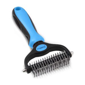 Blue Pet Dematting Comb for Safe and Gentle De-Matting and Undercoat Raking