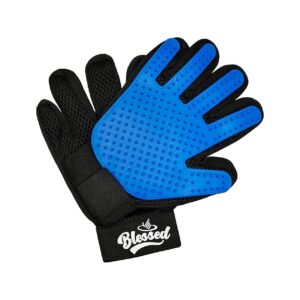 Blue Pet Grooming Gloves for Dogs Cats Horses with Breathable Materials