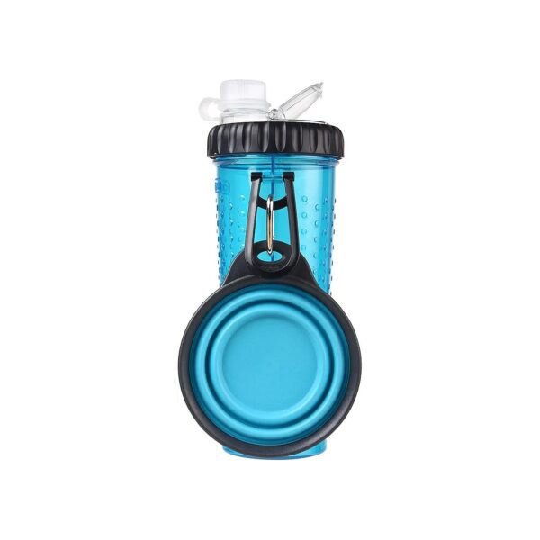 Blue Pet Travel Kit with Collapsible Pet Dish and 12 oz Capacity Food and Water Container